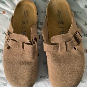 Birkenstock Tan Suede Clogs